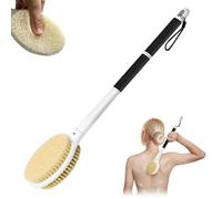 elzle Brosse Dos Douche Long Manche 44 cm Brosse Douche Double Face à Poils Rigides et Doux Utilisation Humide et Sèche pour Femmes, Hommes et Personnes Âgées,Noir