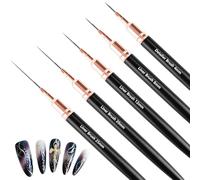 elzle Kit de 5 Pinceaux pour Créations sur Ongles, Instruments de Précision pour Gel et Vernis, Formes Variées, Parfait pour Salon ou Loisirs - Cadeau Idéal