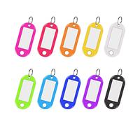elzle Lot de 30 porte-clés inscriptibles, 2,2 x 5 cm, en plastique, 10 couleurs, pour marquer clés, valises, animaux domestiques