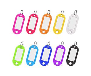 elzle Lot de 30 porte-clés inscriptibles, 2,2 x 5 cm, en plastique, 10 couleurs, pour marquer clés, valises, animaux domestiques