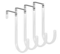 elzle Lot de 4 crochets blancs pour porte - Cintres de porte robustes en acier inoxydable avec surface anti-rayures - Crochets de 4,5 cm pour vêtements, serviettes derrière la porte