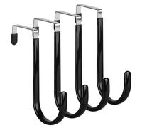 elzle Lot de 4 crochets noirs de 4,5 cm pour vêtements, crochets robustes en acier inoxydable avec surface anti-rayures, serviettes, couronnes de Noël, chaussettes, sacs cadeaux, avant, derrière la