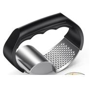 elzle Presse Ail Inox Professionnelle,2 en 1 Hachoir Manuel en AcieAr, Hachoir à Ail Broyeur de Gingembre Presse-ail à Bascule pour Ail Gingembre Purée