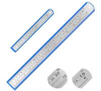 elzle Règles en Acier Inoxydable, 30 cm / 12 in + 15 cm / 6 in Règles en Métal Bord Droit Robuste pour la Mesure à Domicile du Bureau de l’école, Double Graduation, 2 pièces