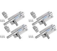 elzle Targette de Porte (2 Pièces), Avec vis de montage, targette de porte extérieure en inox 304 pour sécuriser les portes intérieures : chambres, toilettes, placards et unités de rangement (Argent)