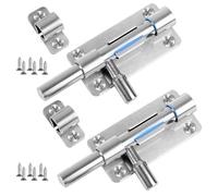 elzle Targette de Porte (2 Pièces), Avec vis de montage, targette de porte extérieure en inox 304 pour sécuriser les portes intérieures : chambres, toilettes, placards et unités de rangement (Argent)