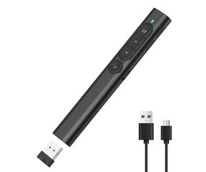 elzle Télécommande Présentation Sans Fil, Clicker PowerPoint Rechargeable avec Hyperlien & Contrôle Volume, Compatible Mac, PC, Ordinateurs Portables