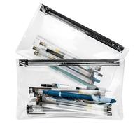 elzle Trousse Transparente pour Les Examens, 2 Pièces étui à Stylos Transparent, Trousse à Crayons en PVC étanche pour la Papeterie, Les Articles de Toilette, Le Maquillage