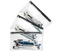 elzle Trousse Transparente pour Les Examens, 3 Pièces étui à Stylos Transparent, Trousse à Crayons en PVC étanche pour la Papeterie, Les Articles de Toilette, Le Maquillage