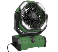 ELZO Ventilateur de Camping USB 30000 mAh avec Lumière LED,Ventilateur de bureau tente rechargeable portable avec télécommande et crochet, rotation de la tête à 270° pour Ouragan de pêche de panne