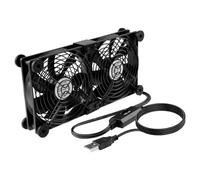 ELZO Ventilateur PC USB 120 mm double rangée 2 en 1, ventilateur d'ordinateur portable avec 3 vitesses réglables, ventilateur de refroidissement électronique avec 8 absorbeurs de chocs