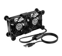 ELZO Ventilateur PC USB 80mm double rangée 2 en 1, ventilateur d'ordinateur portable avec 3 vitesses réglables, ventilateur de refroidissement électronique avec 8 amortisseurs pour ordinateur portable