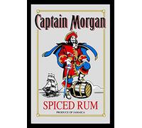 Em Kunststoffrahmen,in Holzoptik. - Captain Morgan Spiegel Rum Wandspiegel mit Schwarz [Import]