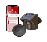 eMACROS Pro 3 Alarme solaire pour allée avec application, portée de 1,2 km, détecteur de mouvement et détecteur de mouvement extérieur sans fil, résistant aux intempéries, idée cadeau pour la fête des