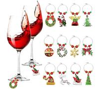 EMAGEREN 12 PCS Breloques pour Verre à Vin Charme de Verre à Vin de Noël Marque-Verres Noël Étiquettes de Verre à Vin Boivent des Étiquettes pour la Décoration de Table de Bar de Fête de Noël