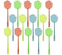 EMAGEREN 15PCS Tapette à Mouches Tapette Plastique Mouche Coloré Tapette à Mouches avec Poignée Lutte Antiparasitaire Manuelle Grande Tapette a Mouche Tapette à Insectes pour Maison, Bureau, Atelier