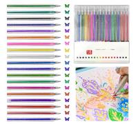 EMAGEREN 18 Couleurs Stylos Gel de Pailletés Pointe 1 mm Stylos à Encre Gel Pailletée Stylo Paillette Stylos à Bille à Encre Gel Stylos Colorés Idéal pour Livres à Colorier, Dessin, Journal