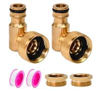 EMAGEREN 2 Pcs Connecteur Robinet Coudé 1/2" et 3/4", Raccord Robinet Laiton Rotatif à 360°, Adaptateur Tuyaux Robinets, Embout Robinets Tuyau d'Arrosage,avec Ruban Étanchéité, pour Jardin Irrigation