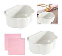 EMAGEREN 2 Pcs Coupelle Collecte Déchets Cuisine Bac collecteur pour déchets de Cuisine à accrocher poubelles Bac Poubelle Collecteur pour déchets à accrocher au placard de cuisine, Blanc