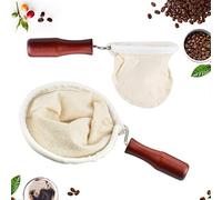 EMAGEREN 2 Pcs Filtre à Café en Flanelle de Coton avec Poignée Filtre à Café 2 Tailles Différentes Réutilisable Lavable Amovible pour Café Maison Bureau