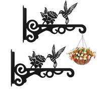 EMAGEREN 2 Pcs Suspension Plante Extérieur, Crochet Pot de Fleur Suspendu Fer Forgé, Support Mural Pot de Fleur, Crochet Suspension Plante en Forme de Rose et Oiseau, pour Lanterne Mangeoire à Oiseaux