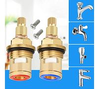 EMAGEREN 2 Pcs Tête de Robinet en Laiton Cartouche Ceramique Mitigeur avec Vis Cartouche Ceramique Rouge et Bleu Antirouille Antidéflagrant Anti-corrosion pour Robinet Cuisine Maison Salle de Bain