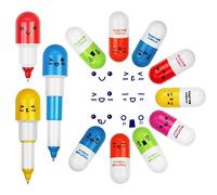 EMAGEREN 24 Pcs Pilule Stylos Stylo de Pilule de Vitamine Stylo à Bille Multicolor Vitamine Pilule Stylo a Blle Retractable Portable Mignon pour Enfant Maison Ecole Etudiants Bureau Cadeau