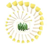 EMAGEREN 30 Pcs Pinceau en Mousse Eponge Peinture Ronde avec Manche Bois 5 Tailles Outils de Peindre Brosse en Mousse et Manche pour Peinture Artisanat Poterie Creative Travaux