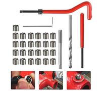 EMAGEREN 30Pcs Kit Reparation Filetage M6 INOX Foret Hélicoïdal Clé Hexagonale Insert Filetage Taraud Filiere Professionnel pour Entretien Quotidien Automobile Perceuse Moteur