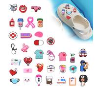 EMAGEREN 35 Pcs Charmes de Chaussure Crocs Charms Chaussures Clips Décoration Charmes de Sabot D’infirmière en Médecine Décorations de Chaussures Bracelet Décorations de Fête Cadeaux d'anniversaire