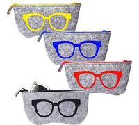 EMAGEREN 4 Pcs Etui Lunettes Souple en Feutre avec Fermeture Éclair - Pochette de Protection 19 * 13 * 9cm Portable Réutilisable pour Lunettes, Clé, Montre, Stylo - Idéal pour Voyage