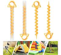 EMAGEREN 4 Pcs Piquets de Tente en Plastique Orange Sardine Tente Tent Peg avec 4 Pcs Tuyau en Plastique Piquet Toile de Tente Longueur 28cm Anti-Corrosion pour Pelouse Auvents Plage Bâches Camping