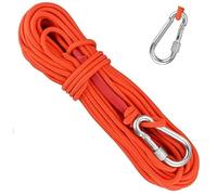 EMAGEREN Corde Tressée en Polypropylène Cordes Escalade 20M avec Mousqueton Protection UV Anti-moisissure Anti-Corrosion Multifonctionnel pour Pêche Alpinisme Camping Sauvetage Randonnée - Orange