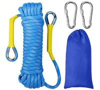 EMAGEREN Cordes Polypropylène 8mmx10m avec 2 Mousquetons, Grosse Corde Tressée avec Sac de Rangement, Cordelette Epaisse Charge Lourd de 800 KG, pour Randonnée Camping Balançoire Sauvetage, Bleu