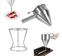 EMAGEREN Entonnoir à Piston en Acier Inoxydable pour Boules de Pieuvre Distributeur de Pâte à Crêpes Verseur de Pate Entonnoir à Pâtisserie Entonnoir Doseur Cuisine pour Sauce Confiture Gâteau, 1.2L