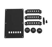 eMagTech 1 Ensemble Plaque Arrière Guitare Caches Micros Boutons Boutons Pointe 4,7 mm Compatible avec Fender Stratocaster Noir