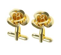 eMagTech 1 paire de boutons de manchette en forme de fleur de rose doré - Boutons de manchette classiques délicats pour homme - Accessoires de décoration de vêtements pour père marié, 28.5mm, Cuivre,