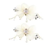 eMagTech 1 paire de pinces à chaussures en perles avec fleurs et strass pour chaussures de mariée - Décoration florale - Accessoires de chaussures pour femme - Talons hauts, Perle Strass