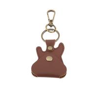 eMagTech 1 support de médiators de guitare marron étui en cuir PU artificiel avec porte-clés et crochet pour guitare acoustique électrique basse pochette de rangement étui uniquement