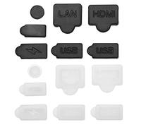 eMagTech 2 Jeux de Bouchons Anti-poussière en Silicone Compatible avec PS5 Console Digital & Disc Edition Interface USB HDMI Couvercle Anti-poussière Bouchon Anti-poussière, Noir et Blanc