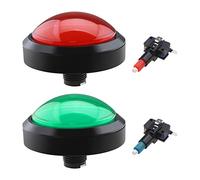 eMagTech 2pcs 100mm Grand Dôme 12V LED Boutons Poussoirs Lumineux avec Micro Interrupteur pour Pièces de Jeux Vidéo de Machine d'arcade, Rouge et Vert