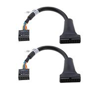 eMagTech 2pcs Adaptateurs de Câble USB 3.0 20 Broches Mâle à 9 Broches Femelle Compatible avec Périphériques de Cartes Mères USB 2.0 Cuivre PVC Câbles USB 15cm