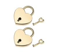 eMagTech 2pcs Cadenas en Forme de Coeur avec 2pcs Clés Mignon Mini Serrures en Métal pour Journal Intime Boîte à Bijoux Armoire à Tiroirs, 39x30x6mm