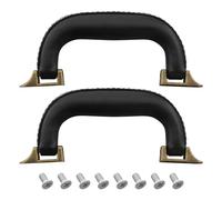 eMagTech 2pcs Poignée de Boîte à Musique pour Guitare 160mm Poignée de Valise en Cuir PU Base et Alliage pour Sacs à Main Boîtes à Vin Cadeaux Boîte à Outils Étui à Instruments avec Vis, Noir Marron