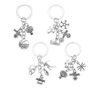 eMagTech 2pcs Porte-clés Basket-Ball Sport Porte-clés de Voiture coration Sac À Dos Ornement Sac à Main Suspendu Pendentif pour Amateurs de Sport, Argent