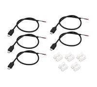 eMagTech 5 Jeux Câbles Micro USB Mâle 2 Fils en Queue de Cochon à Extrémité Ouverte avec Borniers pour Remplacement Et Réparation Câble de Bricolage 30 Cm Noir 22AWG 5V 3A