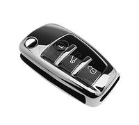 eMagTech Coque de clé de Voiture en polyuréthane thermoplastique 3 Boutons - Argenté - Compatible avec Audi A1 A3 A4 A6 Q3 Q5 Q7 S3 R8 TT