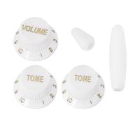 eMagTech Ensemble de boutons blancs avec embout d'interrupteur 2 tons 1 volume compatible avec Fender Compatible avec guitares électriques Stratocaster ST Style ST