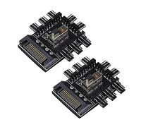 eMagTech Hub de Ventilateur Châssis SATA 1 à 8 Voies 12V 3/4 Broches Contrôleur de Répartiteur Refroidissement PWM pour Carte Mère d'ordinateur Bureau