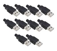 eMagTech Lot de 10 connecteurs USB de Type A 4 Broches mâles à Monter soi-même, connecteur USB Type A mâle 4 Broches, Adaptateur de Prise de câble, Accessoires